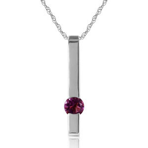 14K. SOLID GOLD NECKLACE WITH NATURAL AMETHYST (White Gold)